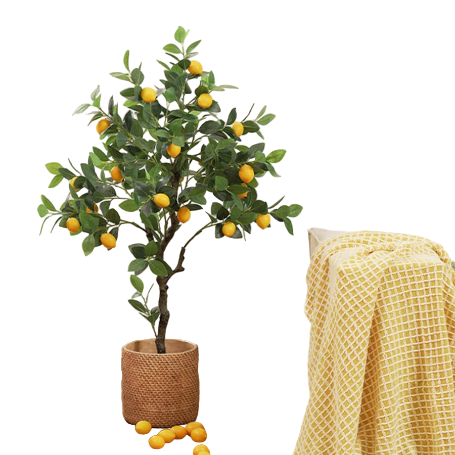 Tejesa 120cm/150cm Artificial Lemon Tree Artificial Tree With Fruit Fake Bonsai Plant Plastic Potted Plant Christmas Home Garden Decor