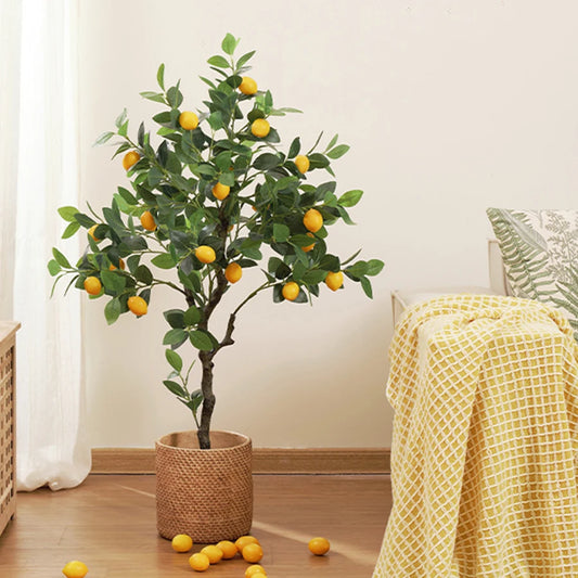 120cm/150cm Artificial Lemon Tree Artificial Tree With Fruit Fake Bonsai Plant Plastic Potted Plant Christmas Home Garden Decor