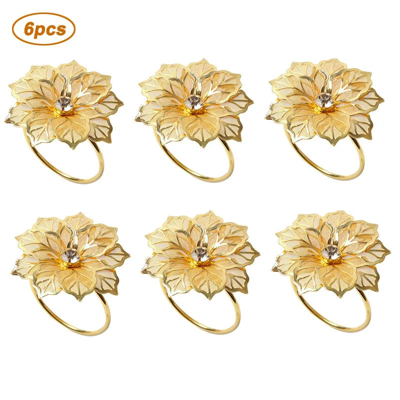 Hemasa 6 Pieces  Leaf Napkin Rings /Buckle Napkin Holder for Christmas