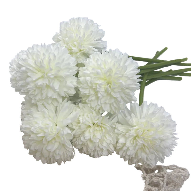 Tejesa 20pcs Artificial Chrysanthemum Ball Hydrangea with Stem Silk Mum Flower for Wedding Party Home Table Room Decoration