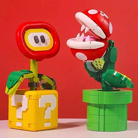 Miniso Super Mario Tree Chomper Flower Bouquet Perpetual Home Decoration Plant Potted Model Building Block Bricks Gift Kid Set