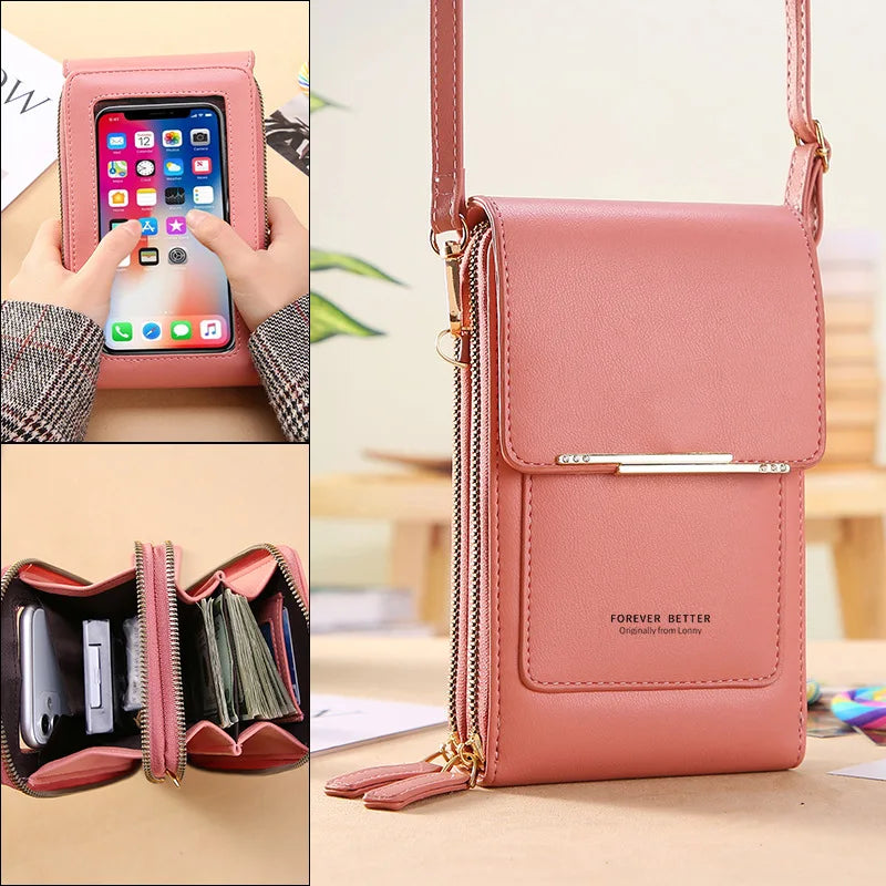 Hemasa  Girls Women Bags Soft Leather Wallets /Touch Screen Smartphone/ Cell Phone Purse Crossbody Shoulder Strap Handbag for Lady