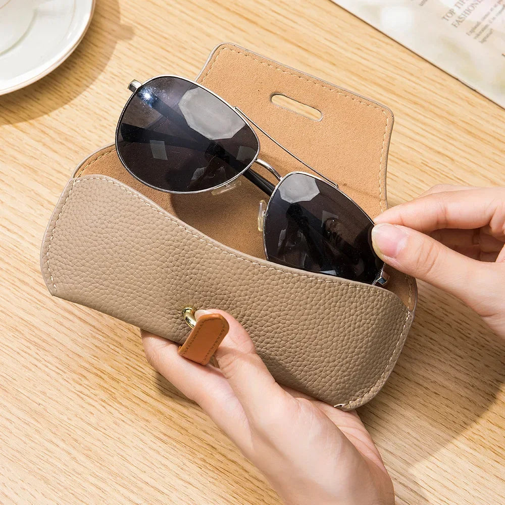 Tejesa Leather Glasses Case Holder Portable Slim Sunglasses Pouch Soft Eyeglasses Eyewear Sleeve for Women Men Lightweight