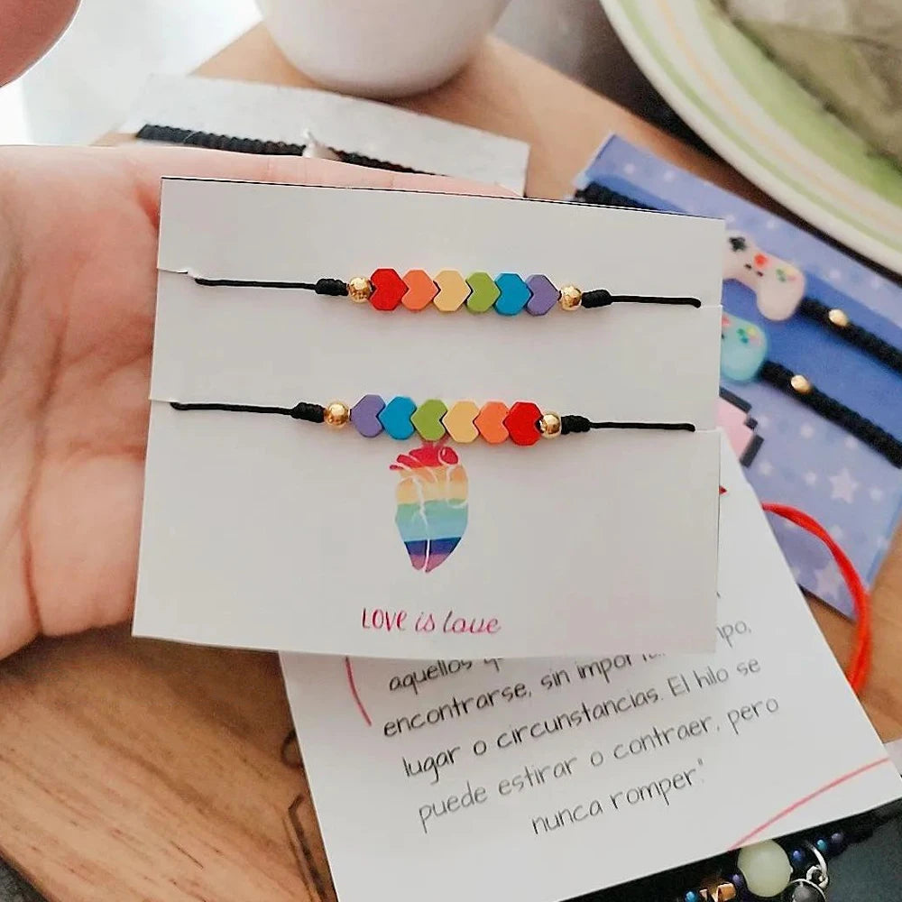Tejesa Hematite Rainbow Beaded Heart Charm Bracelet For Women