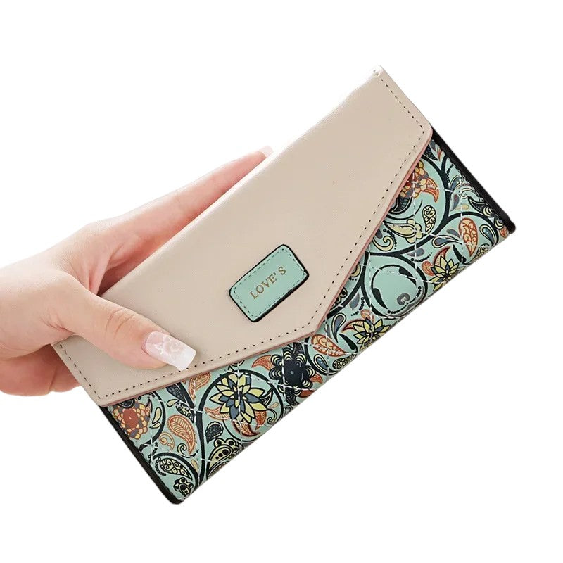 Tejesa   Womens Ladies Envelope Pu Leather Card Button Clutch Purse Long Wallets Money Bag