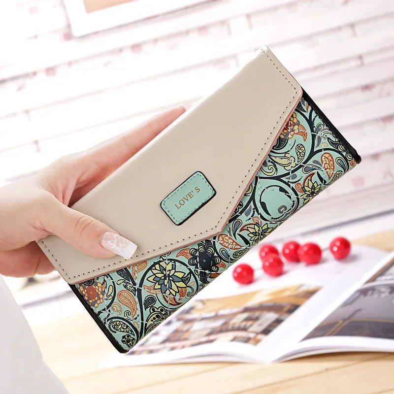Tejesa   Womens Ladies Envelope Pu Leather Card Button Clutch Purse Long Wallets Money Bag