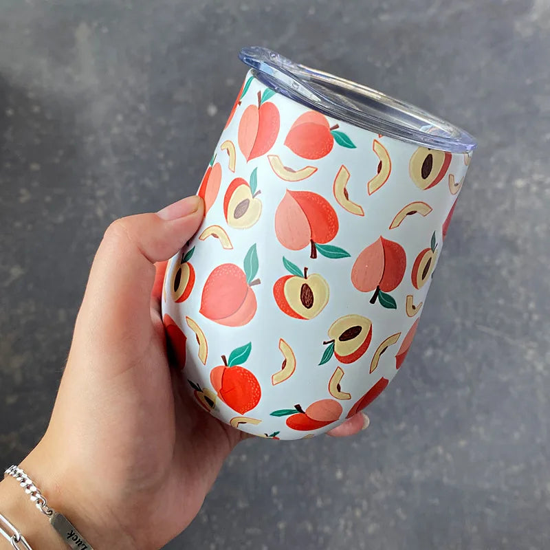 12oz Yerba Mate Tea Cup Stainless Steel Insulated Mug with Sliding Lid and Straw Coffee Cup Cocktail Champagne Cute Tumbler Cups