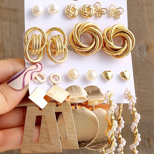 Hemasa  Metal Twist Pearl Hoop Earrings for Women/ Girls