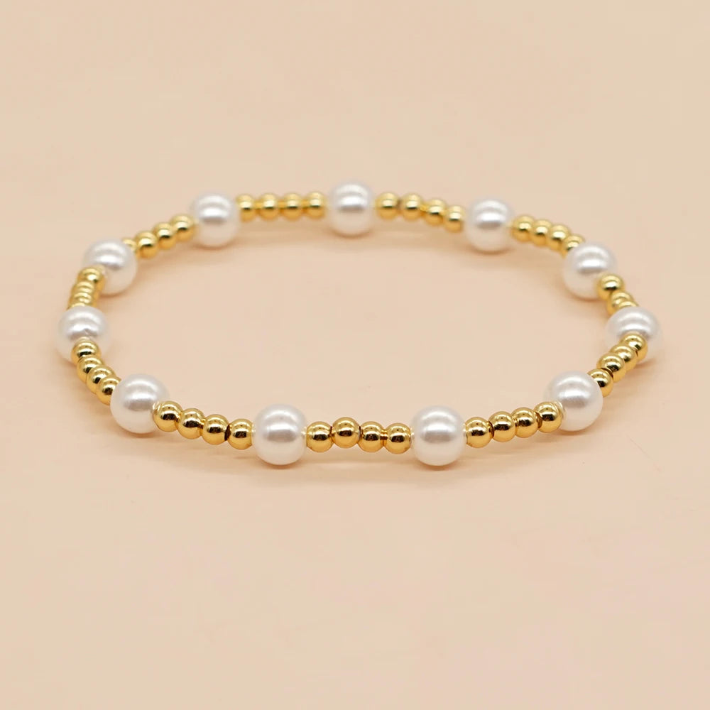Go2boho Summer Beach Beaded Bracelet  Women Heishi Jewelry Sets Shell Star Heart Daisy Charm Gold Plated Bead Imitation Pearl