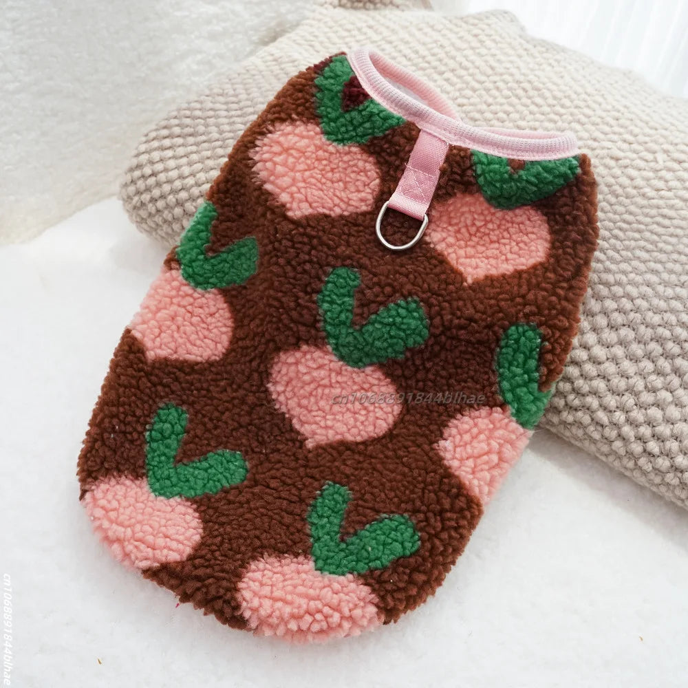 Dog Fleece Vest Warm Sweatshirt Puppy Pullover Coat with Leash D Ring Dachshund Sweaters Yorkie Clothes for Small Medium Dogs