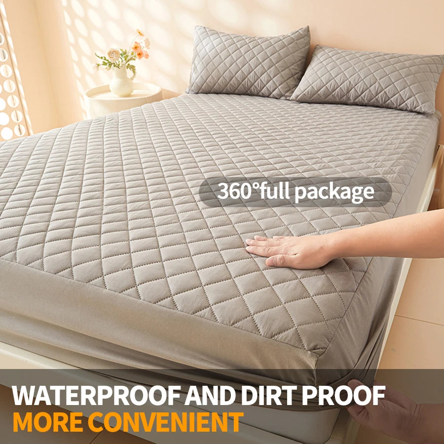 Anti-bacterial Fitted Sheet Waterproof Mattress Protector Queen King Quilted Thick Mattress Cover Bed Pad Cover( No Pillow case)
