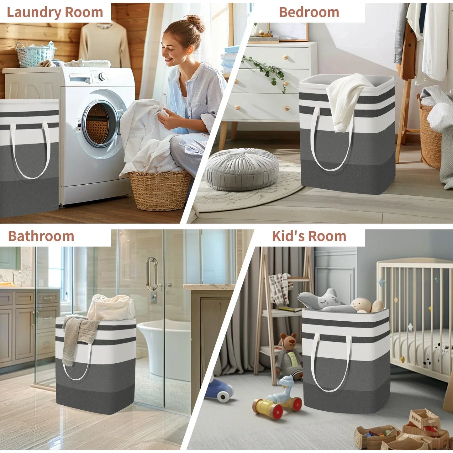 Tejesa  Waterproof  Large Laundry Baskets Freestanding Hamper Collapsible Tall Clothes Hamper with Extended Handles for Clothes