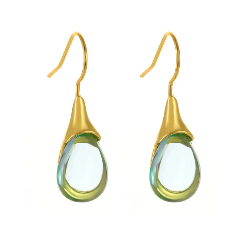 Pendientes Trendy Natural Stone Dangle Earrings Exquisite Water Drop Shape Hook Earrings For Women Wedding Engagement Jewelry