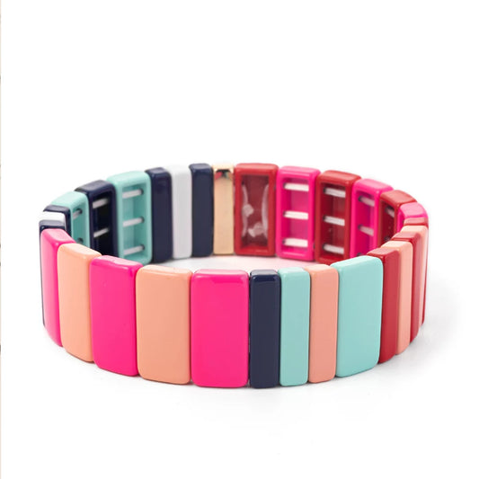 Hemasa Enamel Tile Bead Elastic Bracelet For Women/Girls