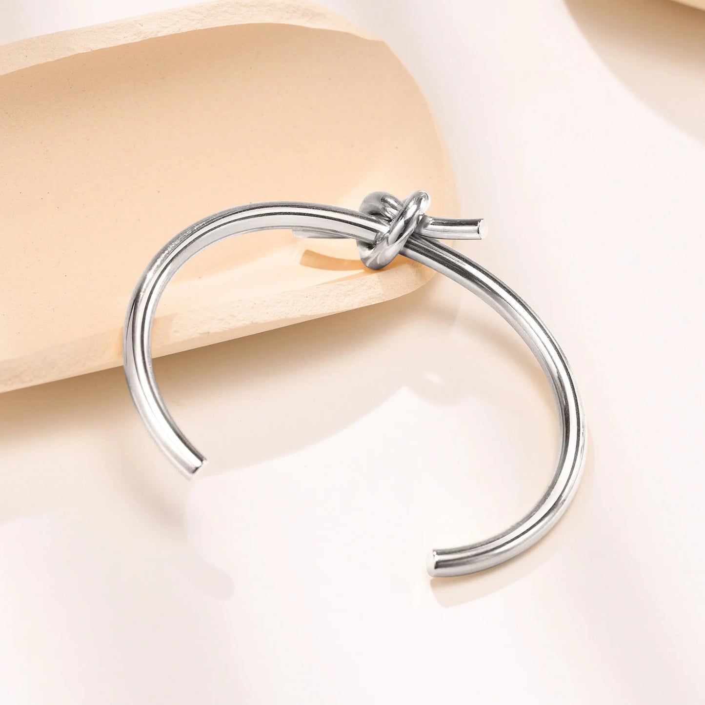 Open Knot Bracelets, Stainless Steel Cuff Bangle for Women, Minimalist Wrist Jewelry Gift