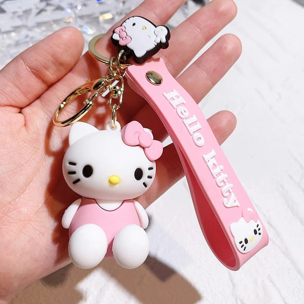 Kawaii Sanrio Hello Kitty Keychain Cartoon Doll Cute Kitty Pvc Key Chain Soft Rubber Car Key Ring Women Bag Pendant Girl Gift