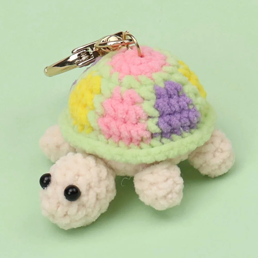 Hemasa Cute Turtle Keychain Lovely Crochet Turtle Pendant /Handwoven Animal Key Ring