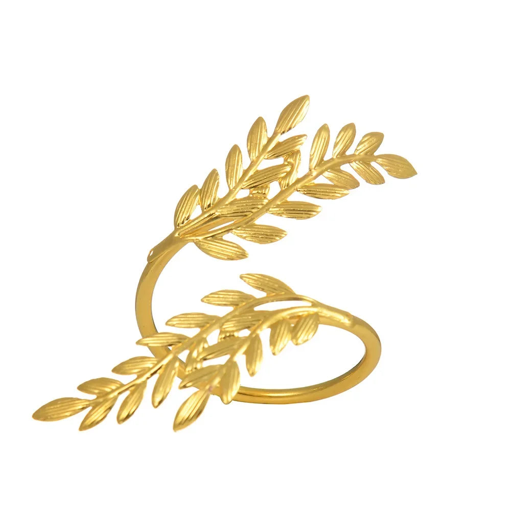 Hemasa  6Pcs Gold Leaf Napkin Rings // Napkin Holder for Christmas