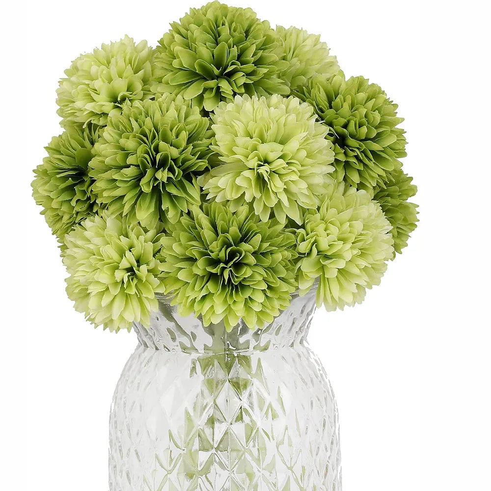 Tejesa 20pcs Artificial Chrysanthemum Ball Hydrangea with Stem Silk Mum Flower for Wedding Party Home Table Room Decoration