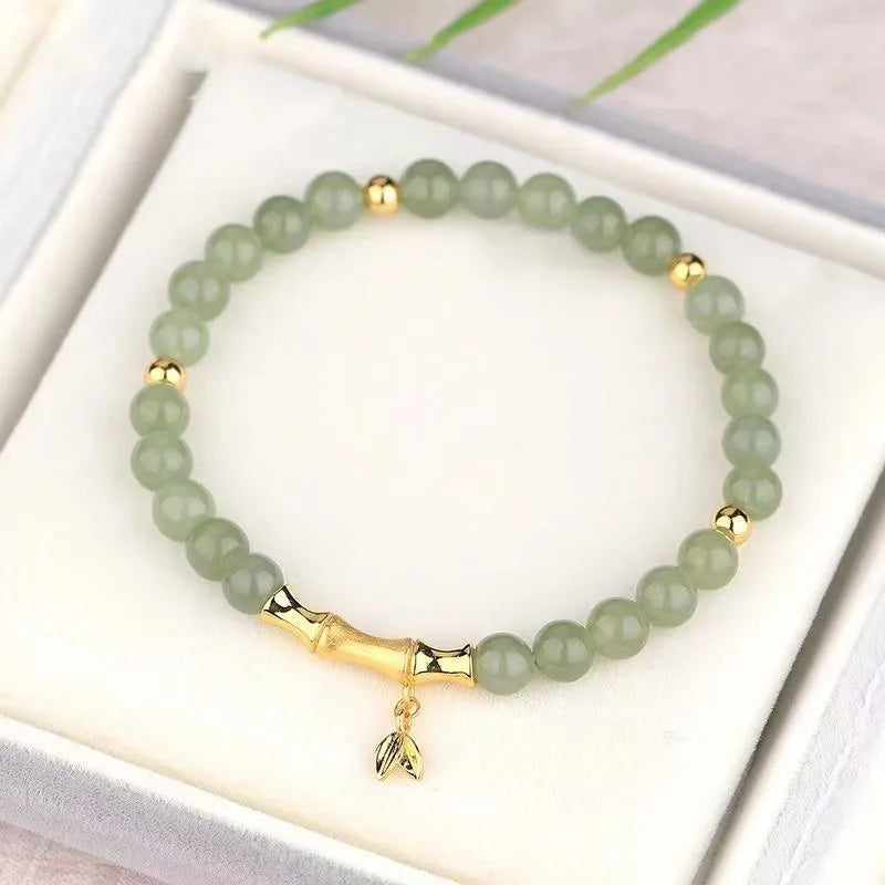 Court Retro Lucky Imitation Hotan Jade Bracelet Vintage Light Luxury Handmade Jewelry Bracelet Women's Girls Jewelry Gift