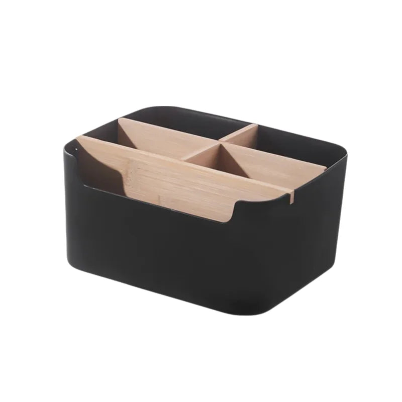 Multipurpose Desktop Storage Box TV Remote Holder  Wooden Table Organizer For Bedroom Living Room Household Detachable Partition