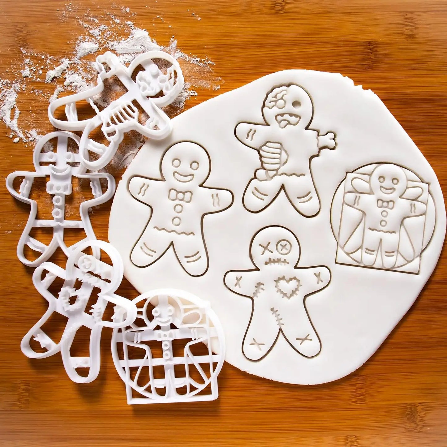 Christmas Gingerbread Cookie Cutters DIY Snowflake Santa 3D Plastic Biscuit Mold Stamp Fondant Pastry Cartoon Baking Supplies