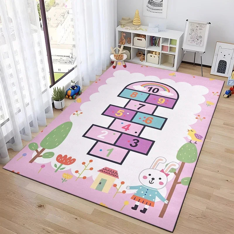 Tejesa Hopscotch Indoor Cartoon Parent-child Game Decoration Carpet Bedroom Bedside Children's Number Game Room Decoration Floor Mat