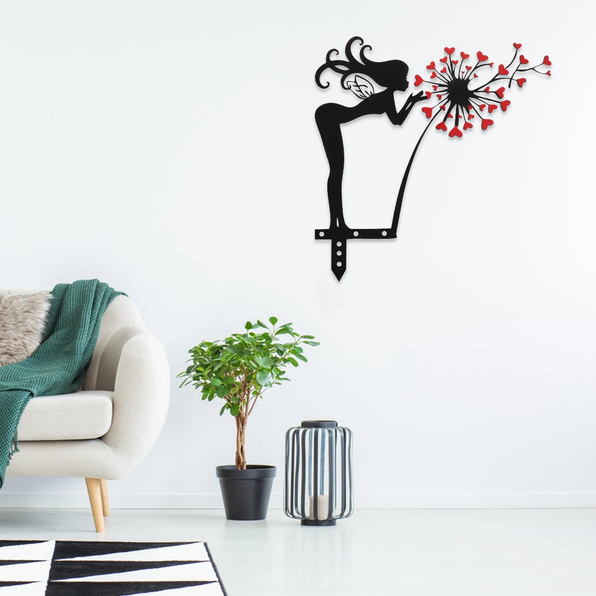Tejesa Iron Art Silhouette Deco Fairy painting Wall Ornament for Home Bedroom Corridor Wall Sticker Background Wall Romantic Hangings