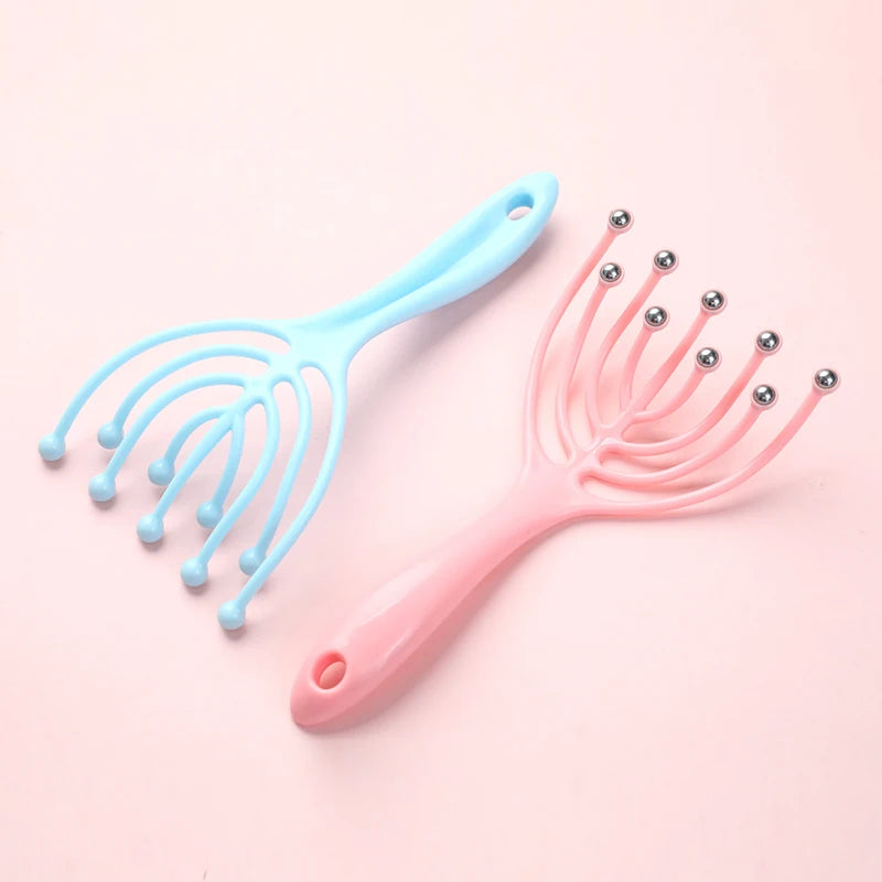 1 Pc Head Massager Scalp Neck Comb Roller Five Finger 9 Claws Steel Ball Hand Held Relax Spa Hair Care For Hair Stress Relief