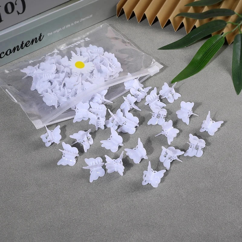 50pcs Girls Small Hair Claw Clips Colorful Plastic Clips Hairpin Flower Heart Mini Multi-Shape Hair Claw Kids Hair Accessories