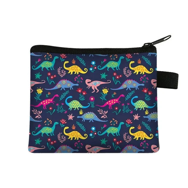 Tejesa   Dinosaur print  coin purse wallet /children coin purse /key case card holder coin square storage bags