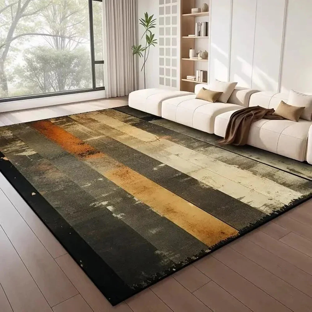 Tejesa  Large Flannel Rug Luxury Plaid Non-Slip Living Room Bedroom Mat Stain Resistant Washable Bedside Home Decor Rug