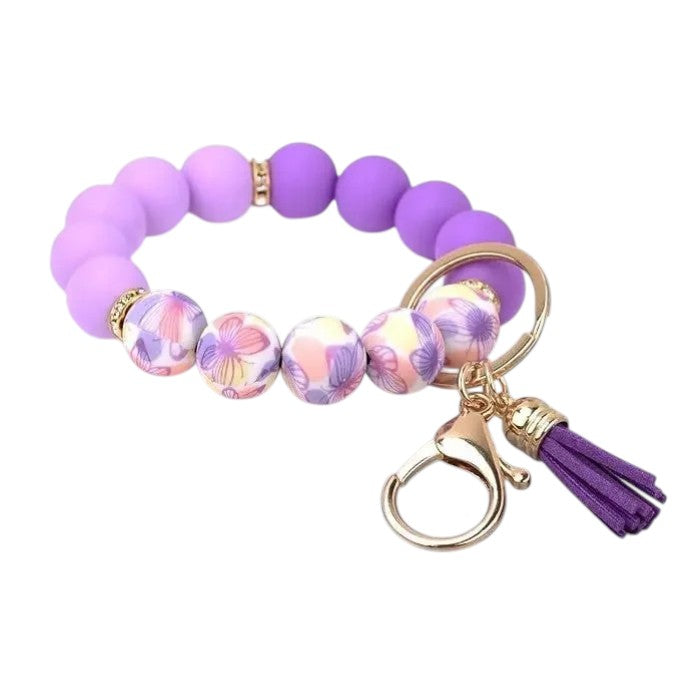 Hemasa Handmade Daisy Silicone Beads Bracelet Keychain /Anti-Lost Wallet Pendant Ring Holder