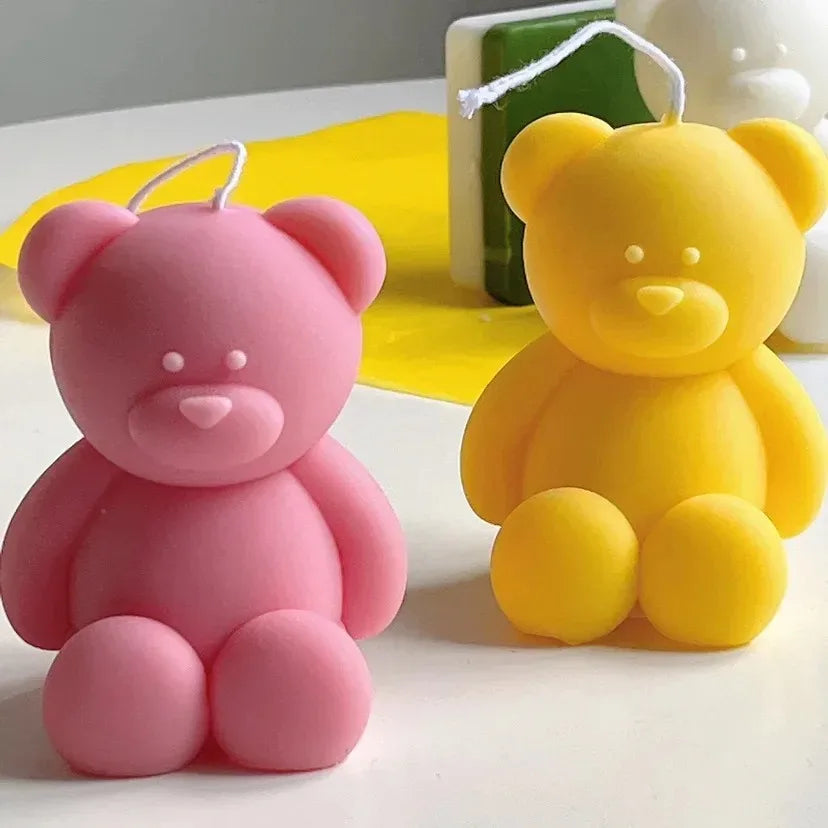 Hemasa 3D Cute Cartoon Bear Silicone Candle Mold Diy Handmade Soap Plaster Ice Cube Baking Mould Birthday Party Wedding Gift Making Kit