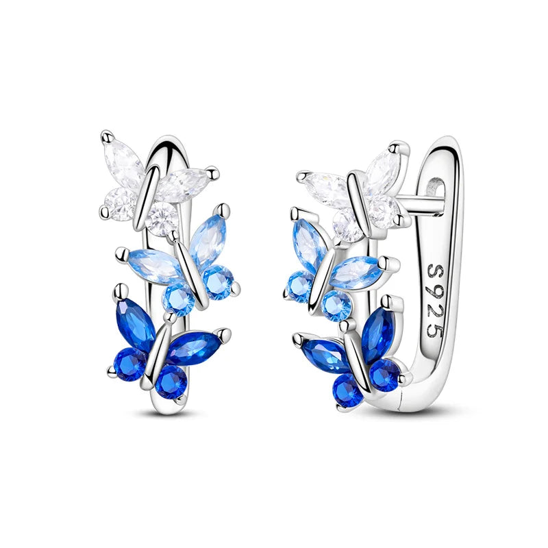 2025 Women's Earrings 925 Silver Butterfly Series Luxury Jewelry CZ Color Party Anniversary Gift