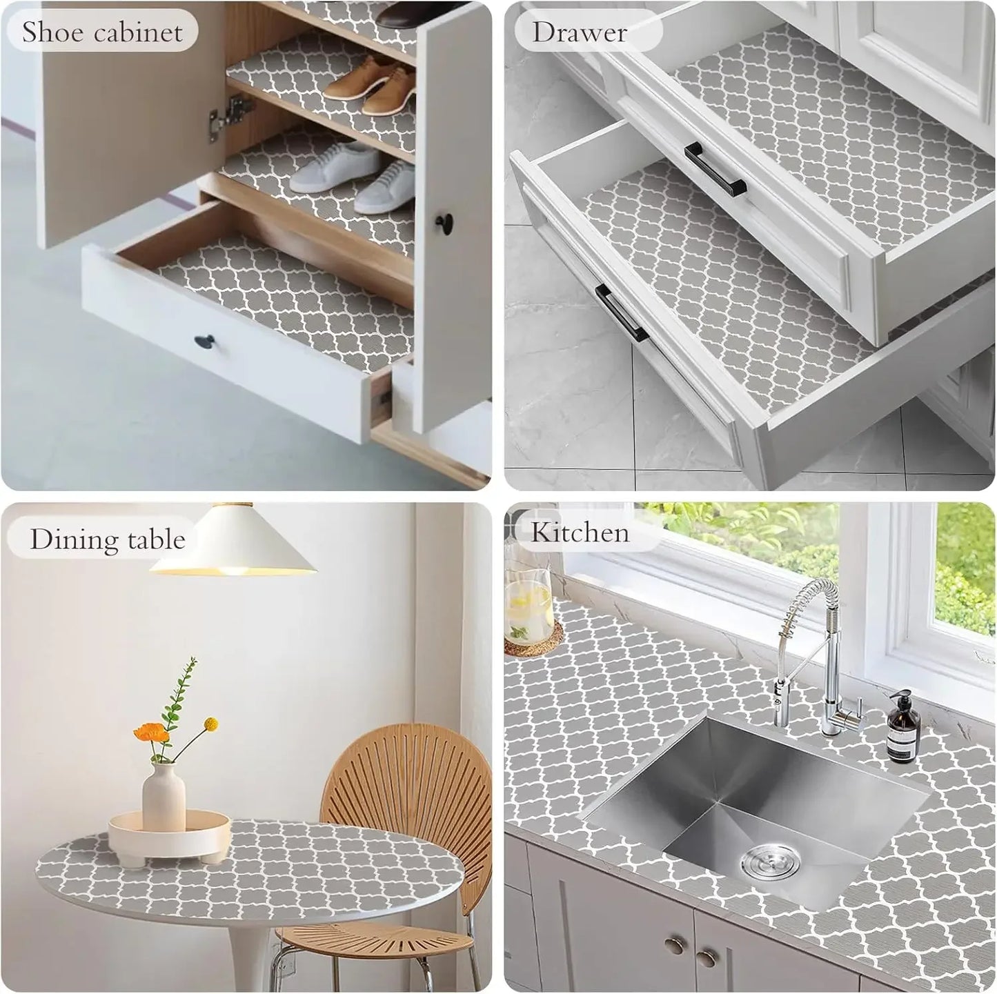 Tejesa 30x130CM Non-Adhesive Kitchen Cabinets Shelf Liner Non-slip Waterproof Drawer Liners for Cupboard Dresser Bathroom Kitchen