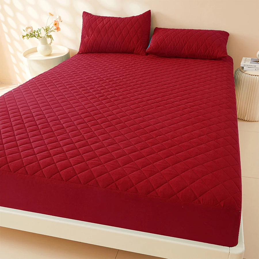 Anti-bacterial Fitted Sheet Waterproof Mattress Protector Queen King Quilted Thick Mattress Cover Bed Pad Cover( No Pillow case)