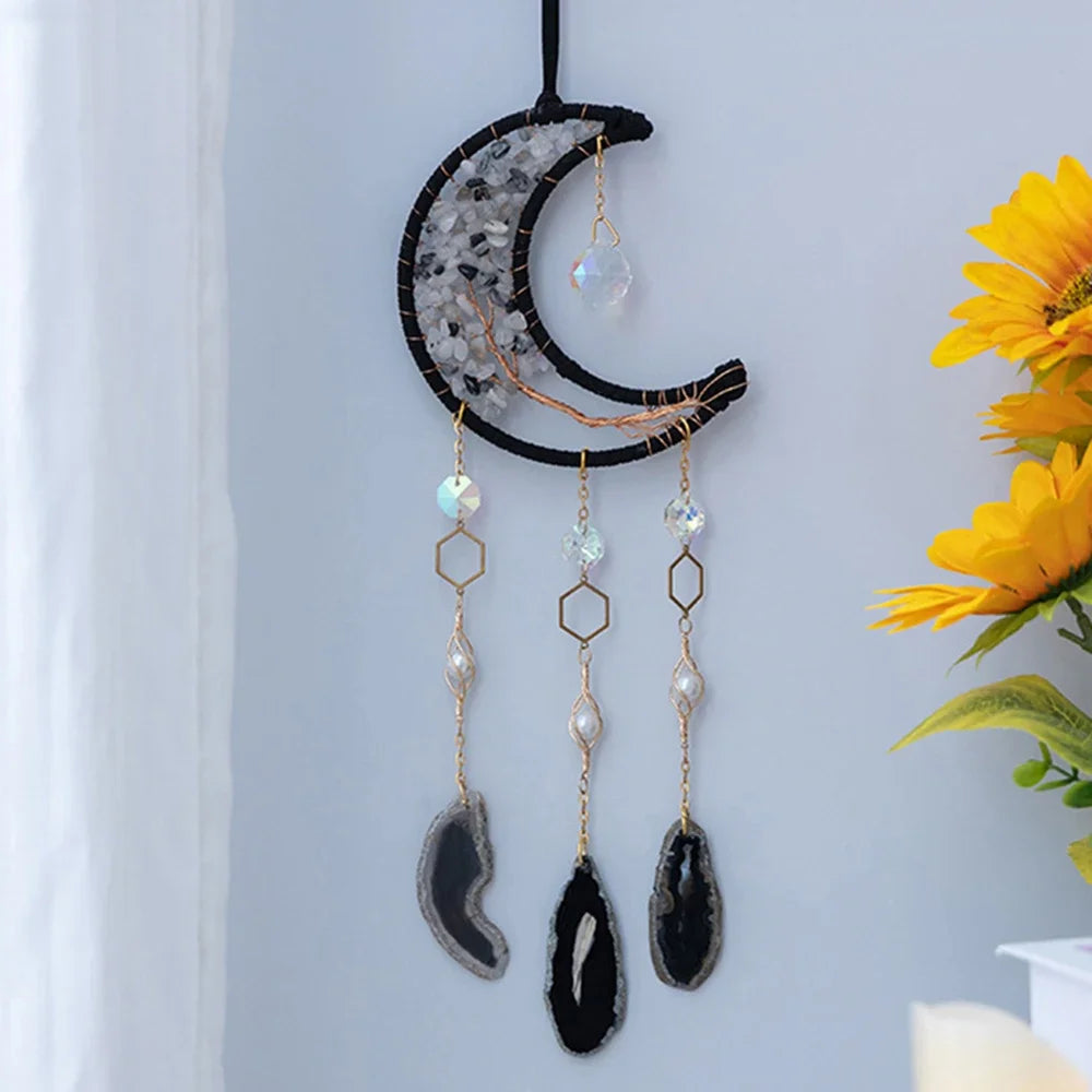 7 Chakra Gemstones Tree Of Life Dream Catchers  Natural Agate Bedroom Wall Hanging Crystal Dream Catcher Home Craft Decorations