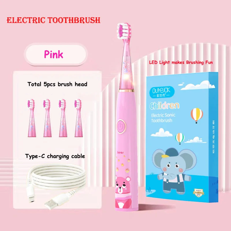 Children Sonic Electric Toothbrush Cartoon Kids With Replace The Toothbrush Head Ultrasonic Electric Toothbrush Sonic Brush Head
