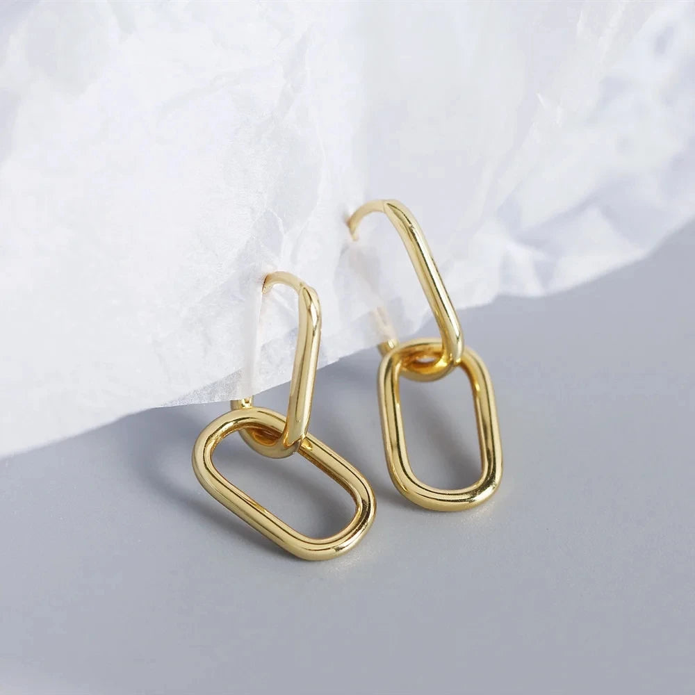 New 925 Sterling Silver Geometric Oval Hoop Earrings for Women Simple Metal Style Detachable Earrings for Women Jewelry Gifts