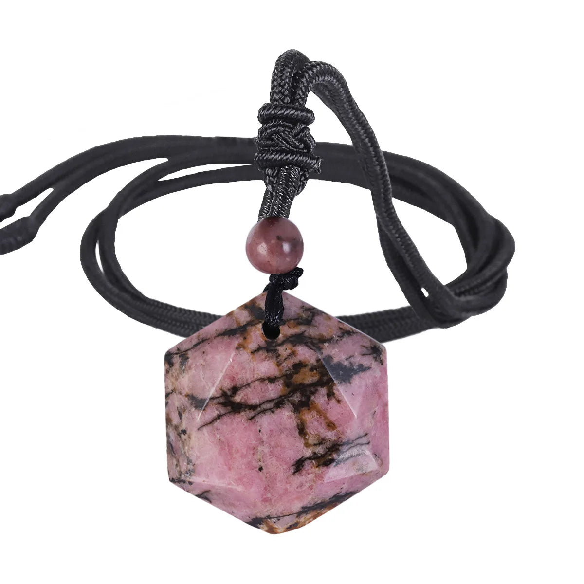 Hemasa Obsidian Hexagram Charm Rope Chain Necklace for Women