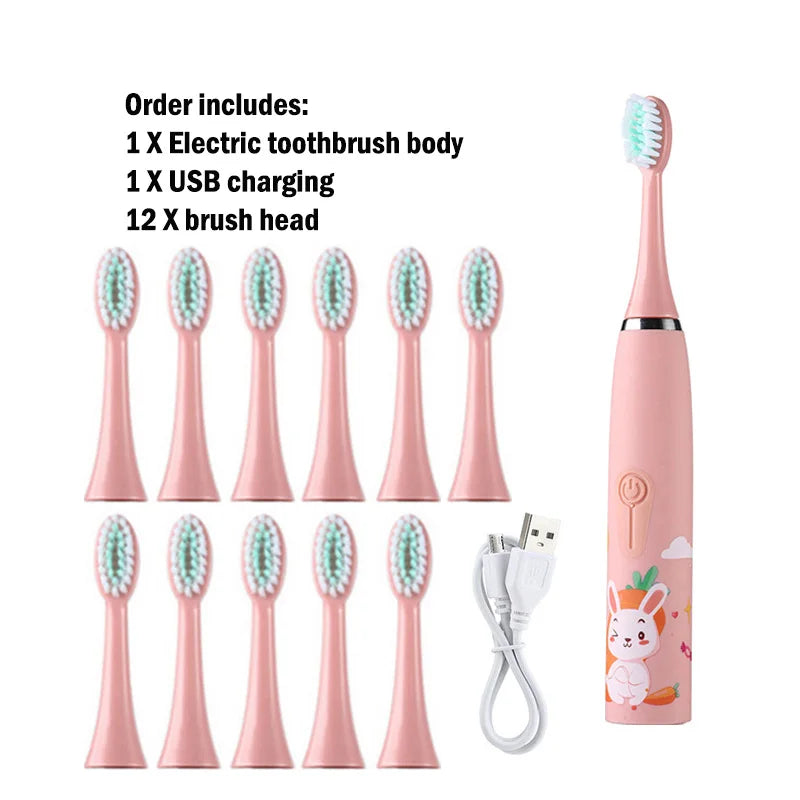 Children Sonic Electric Toothbrush Cartoon Kids With Replace The Toothbrush Head Ultrasonic Electric Toothbrush Sonic Brush Head