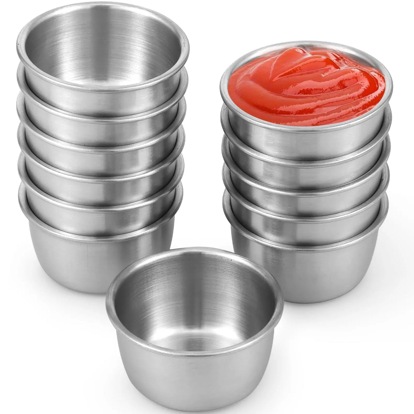12/24Pcs Stainless Steel Small Sauce Cup Seasoning Spice Dishes Round Dipping Bowl 45/55ml Tableware Kitchen Supplies Korean