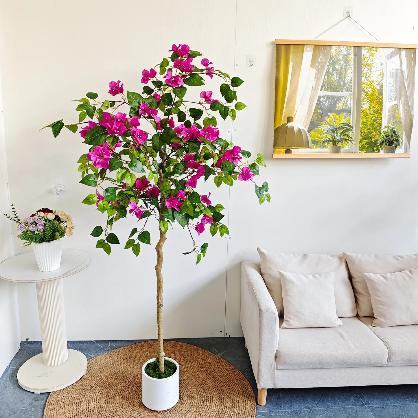 135-170CM New Artificial plum blossom Tree Branch with Plastic Pot Indoor Home ornament Fake Plant for wedding home room decor