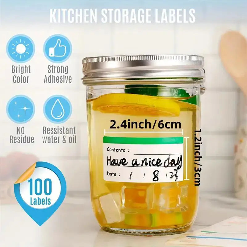 Hemasa 100 pcs/500 pcs for labeling food containers, date food self-adhesive roll sticker labels