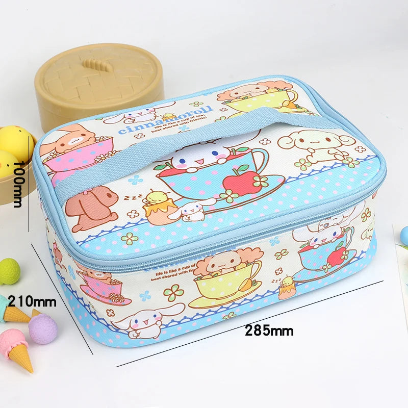 Hemasa  Lunch Bag Cute Cartoon Double-layer Insulated Handbag Waterproof Bento Bag