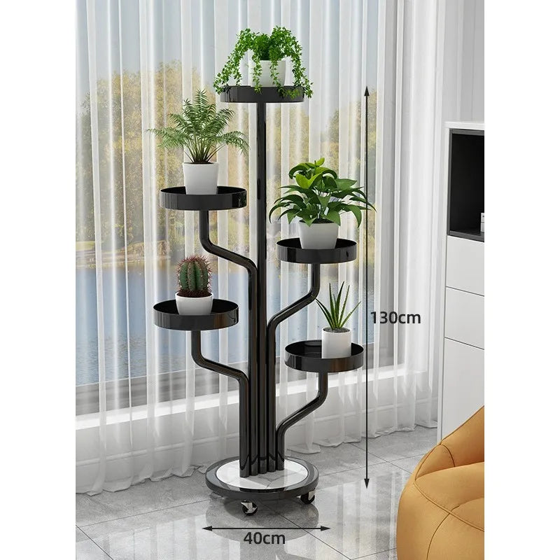 Wrought iron flower stand Plant stand Indoor living room Balcony Flower pot Green Luo stand Movable multi-layer metal flower