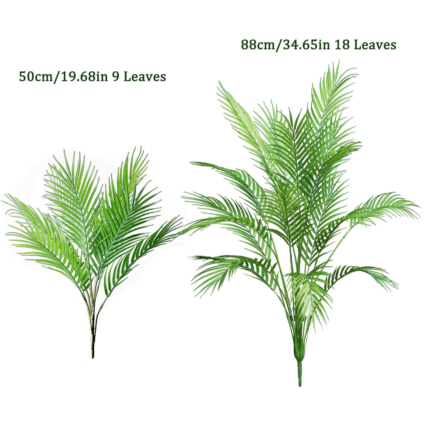 50-120cm Large Artificial Tropical Plant Fake Palm Leaves Plastic Green Coconut Tree Branch for Office Hotel Home Garden Decor