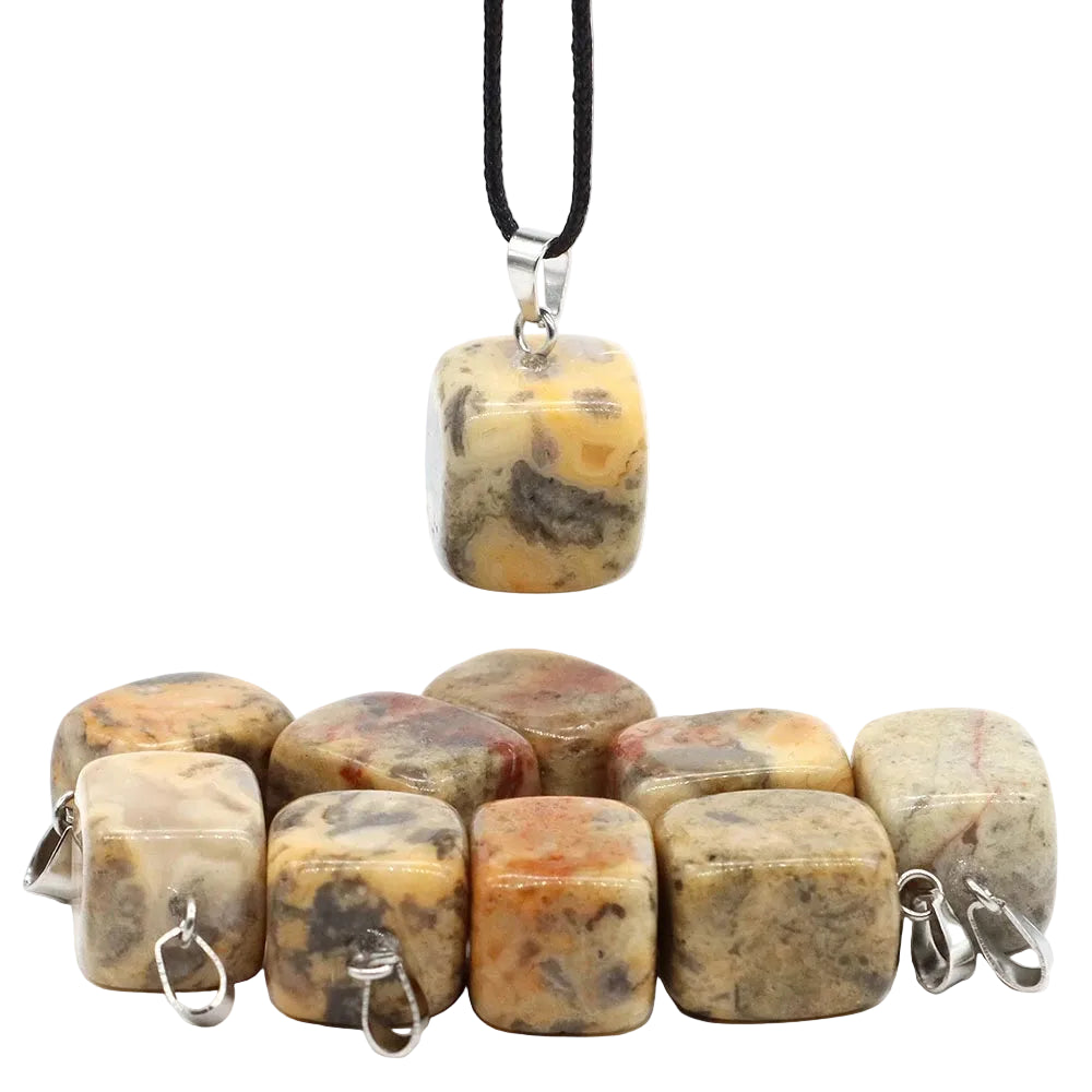 Natural Healing Irregular Tumble Stone Necklace Reiki Mineral Rose Quartz Tiger Eye Pendants for Women Men Jewelry Making Gifts