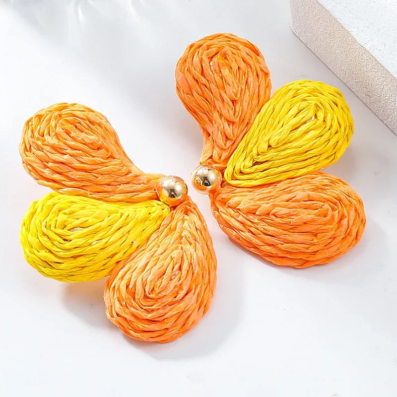 Hemasa Raffia Petal Flower Earrings For Women /Multi Color Fashion Jewelry   For Gife